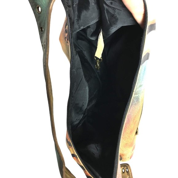Anuschka  NEVER USED Handpainted Leather XL Shoulder Bag Hobo Butterfly - Picture 8 of 13
